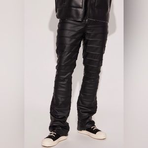 Black stacked flared pants